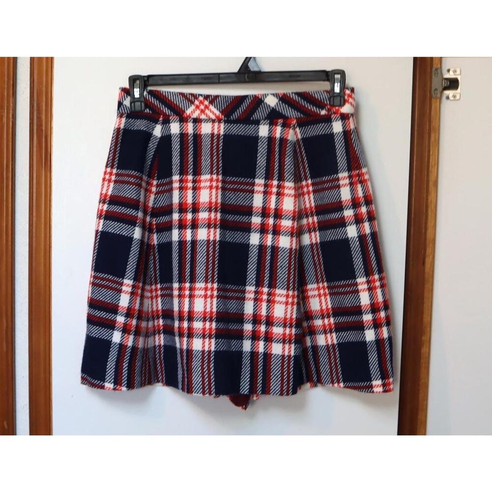 Vintage Plaid Skort Skirt-Shorts Tami Red White Blue